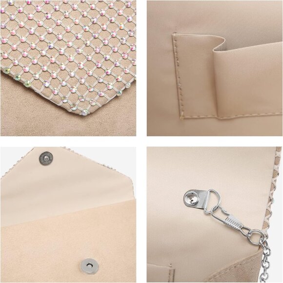 Women's Sparkle Rhinestone Evening Purses Clutch Bags for Prom Cocktail Party - Picture 2 of 5